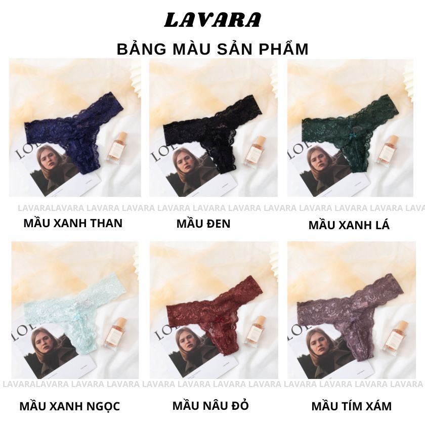 Quần lót ren cao cấp lọt khe sexy quyến rũ có đính nơ LAVARA QL17-3Q