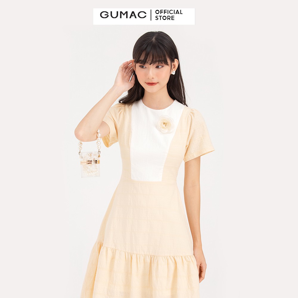 [Mã WABR0101 giảm 10% đơn 99K] Đầm phối màu rã tùng GUMAC DB729 | BigBuy360 - bigbuy360.vn