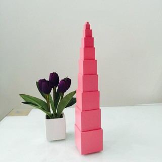 Giáo cụ Montessori - Tháp hồng Pink tower loại nhỏ - Đồ chơi giáo dục sớm - Giáo cụ mầm non