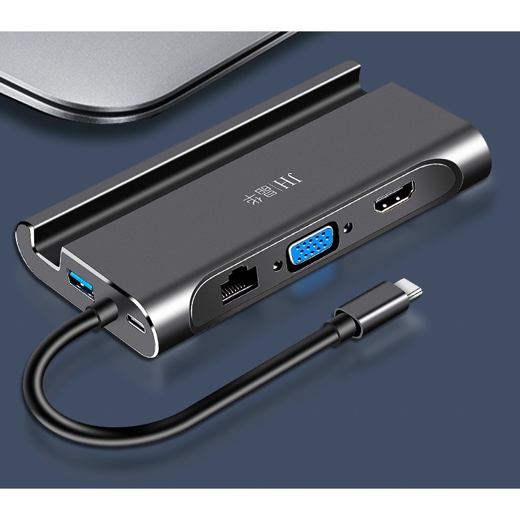 Cáp USB Type-C to HDMI, VGA, Lan + USB 3.0 All in One JH-Z326 dùng cho máy tính xách tay hoặc điện thoại di động