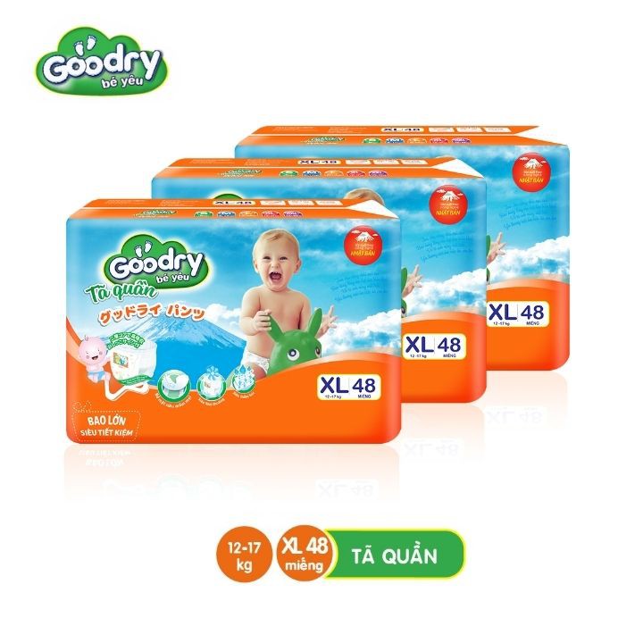 [Mã BMBAU50 giảm 7% đơn 99K] Tã quần Goodry XL48 (12-17kg) công nghệ Nhật Bản thấm hút thật nhanh