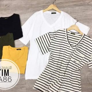ÁO THUN BIGSIZE CỔ TIM XẺ TÀ A86
