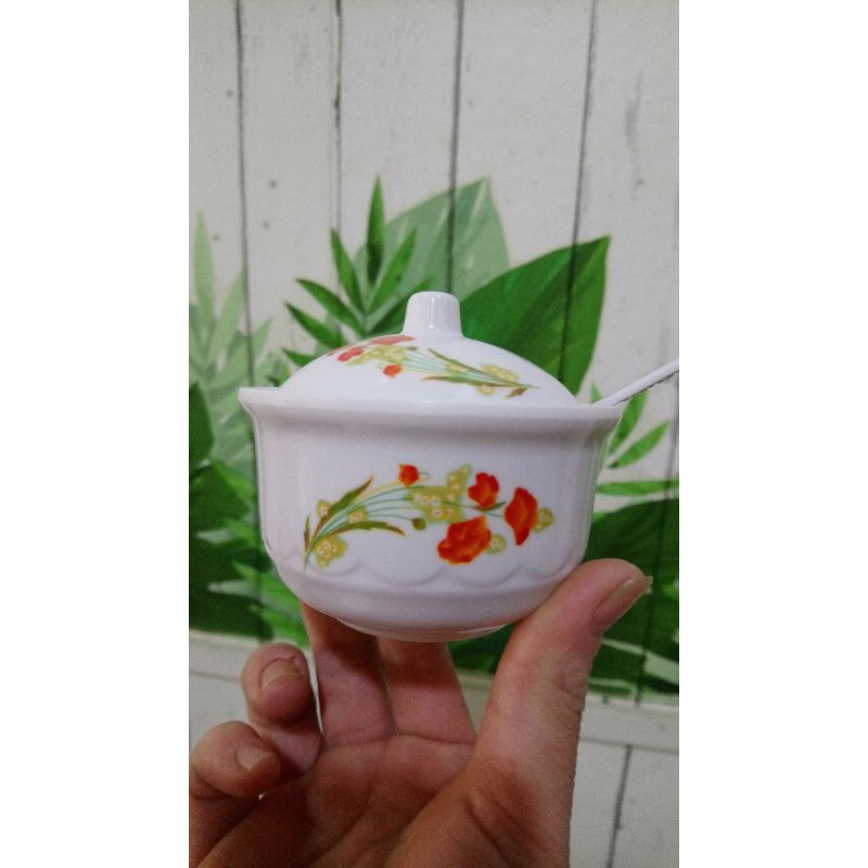 Bát,  đựng đường,sa tế có kèm thìa 23k