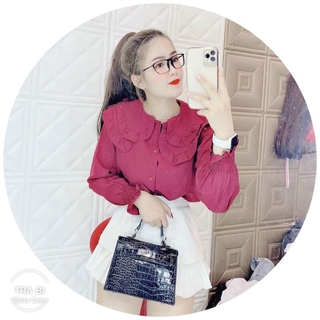 Áo sơ mi bánh bèo cổ 2 lớp hàng đẹp