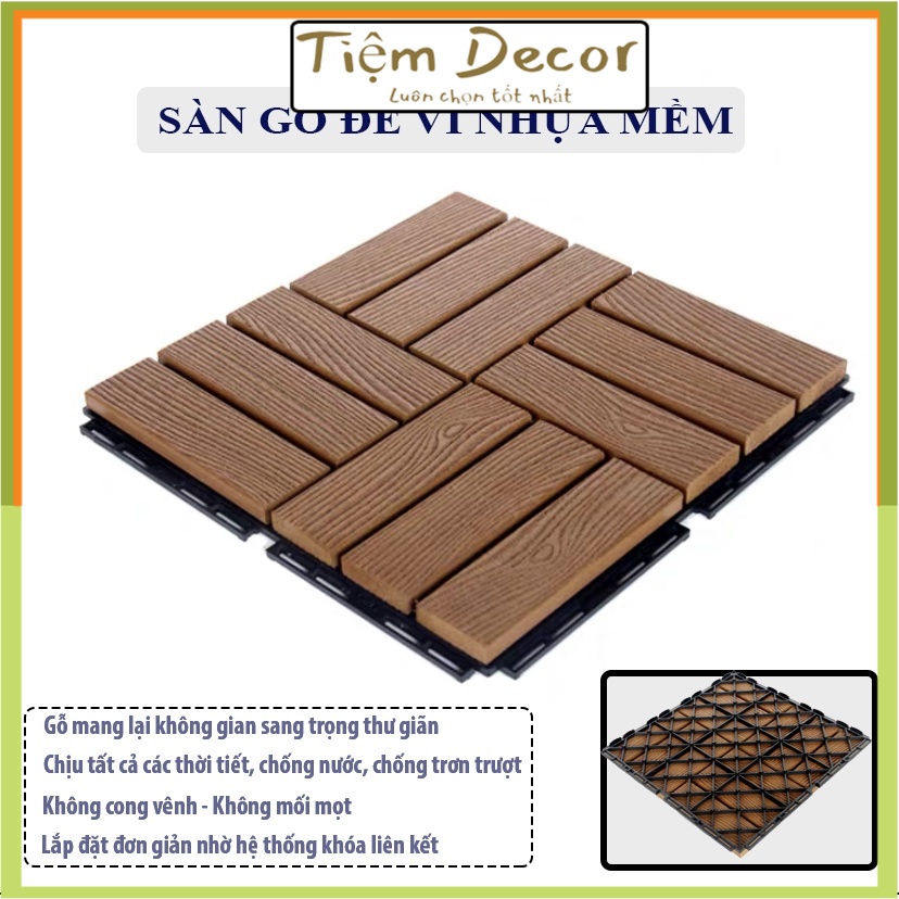 Vỉ sàn gỗ 12 nan 30x30cm - Tấm Thảm Gỗ Vỉ Nhựa Lỗ Ghép Lót Sàn Kháng Khuẩn Chống Trơn Trượt Hàng Việt Nam Cao Cấp