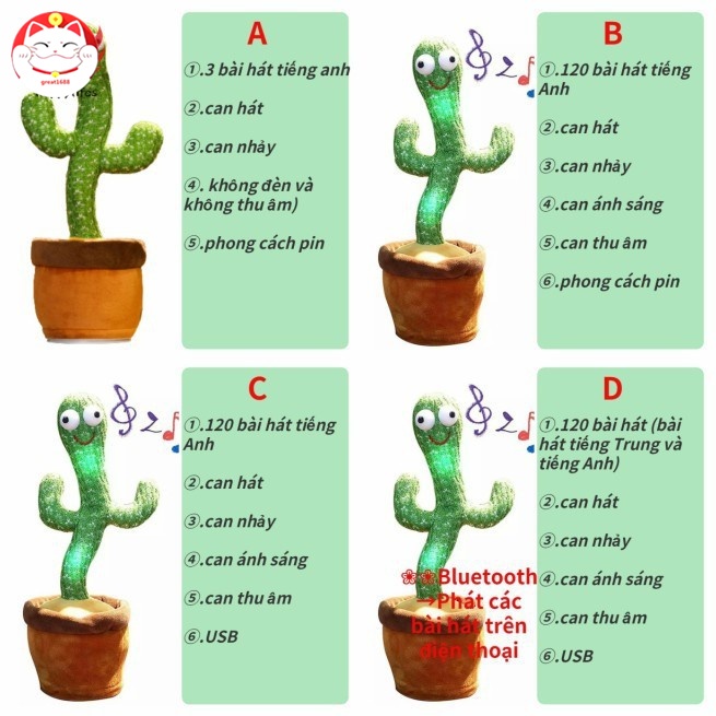 Cây xương rồng nhảy múa đồ chơi vui nhộn phát 120 bài hát nhại lại được giọng nói có pin độc đáo