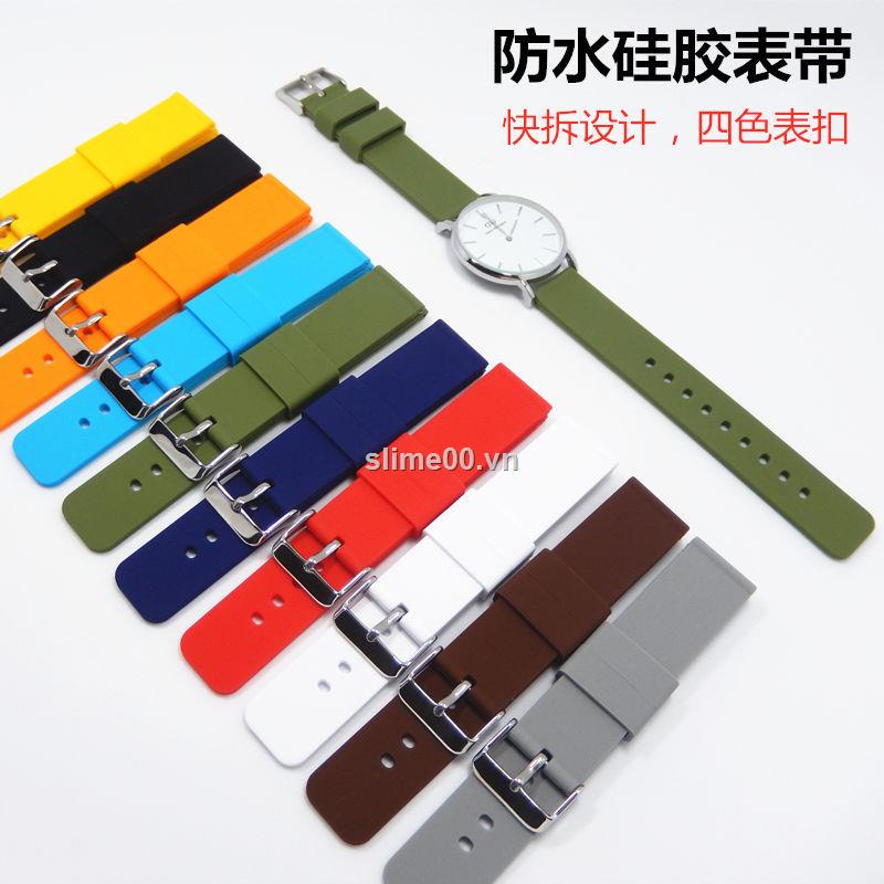 Dây đeo đồng hồ thông minh 18/19/20/21/22/24mm bằng cao su silicone chống nước tháo gỡ nhanh cho nam và nữ