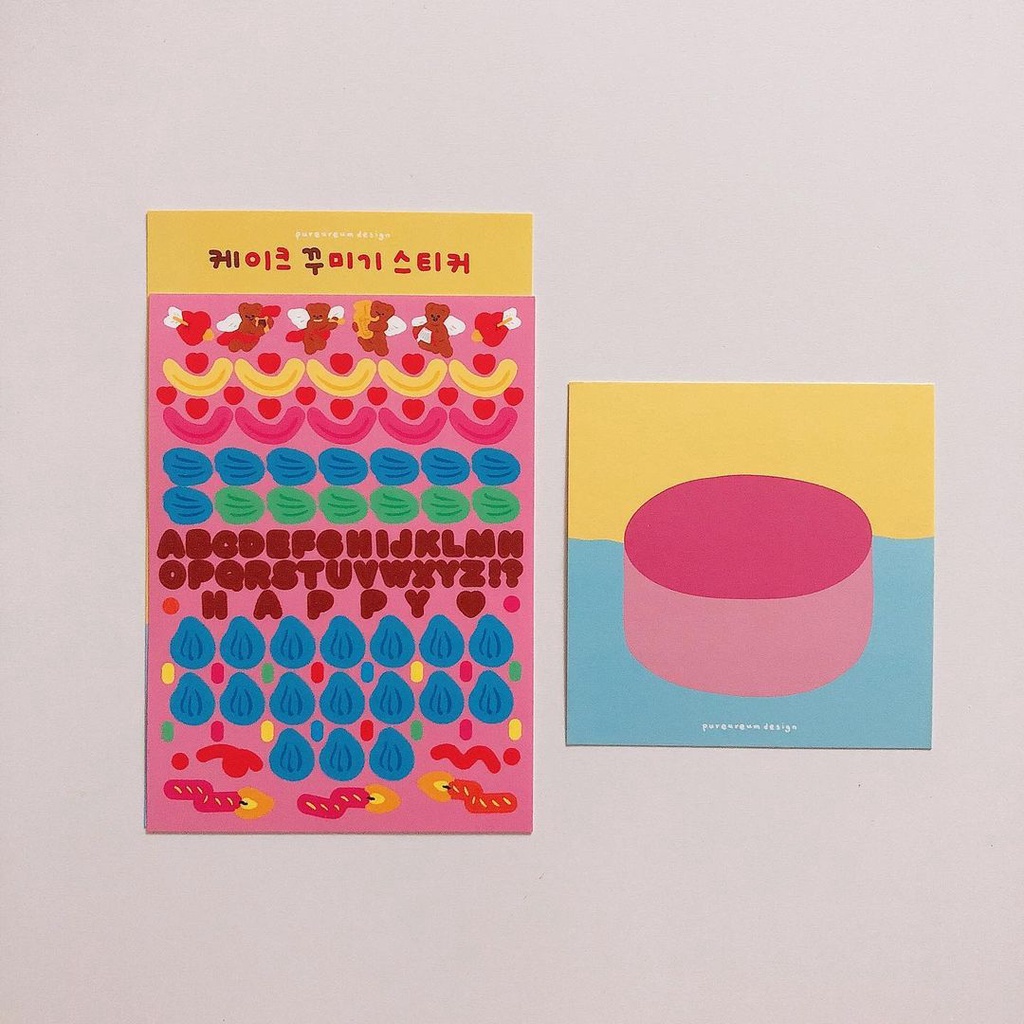 Sticker trang trí thiệp bánh sinh nhật đáng yêu