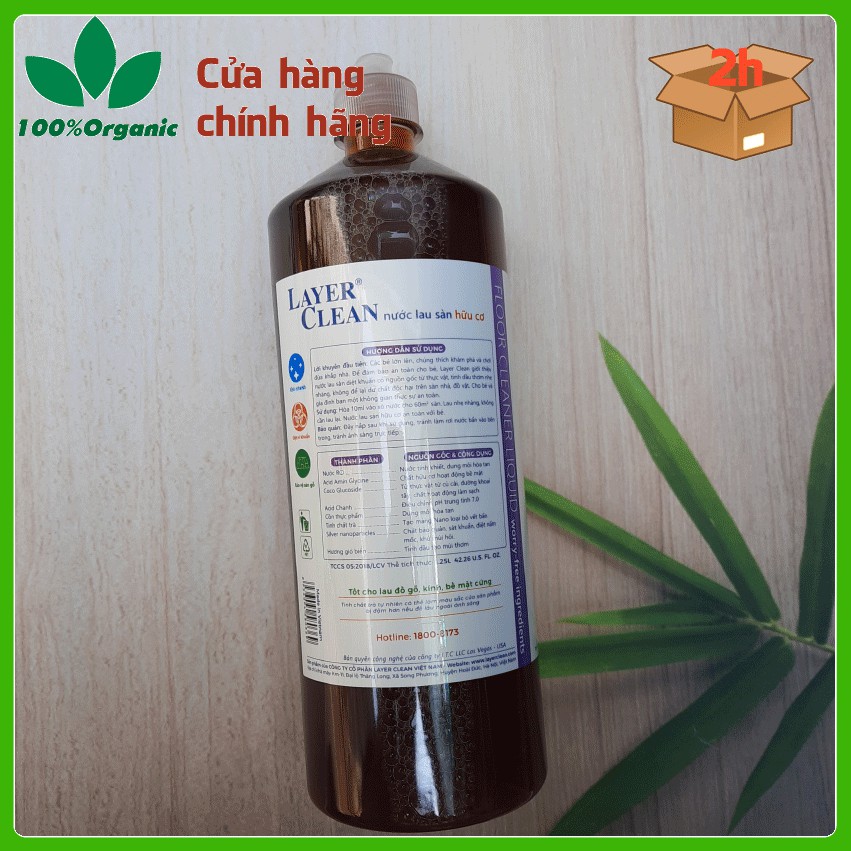 Nước lau sàn hữu cơ Layer Clean, Hương Quế/Nước Hoa/Gió Biển, Chai 1.25 Lít