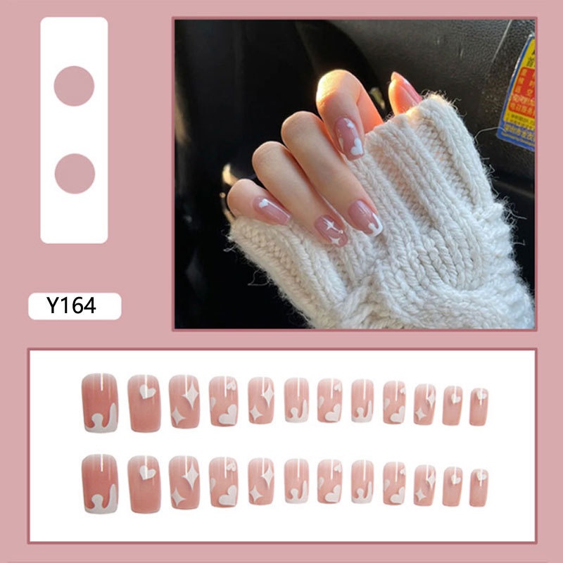 Fake nails/24pcs/box/complete fashion fake nails/wearable fake nail stickers/waterproof durable nail art stickers/multifunctional light manicure/manicure/accessories fashion accessories/nail accessories