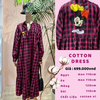 MADAMN - COTTON, Nhành Hoa Bông Gòn, Chiếc Đầm Sơmi In Chú Chuột.