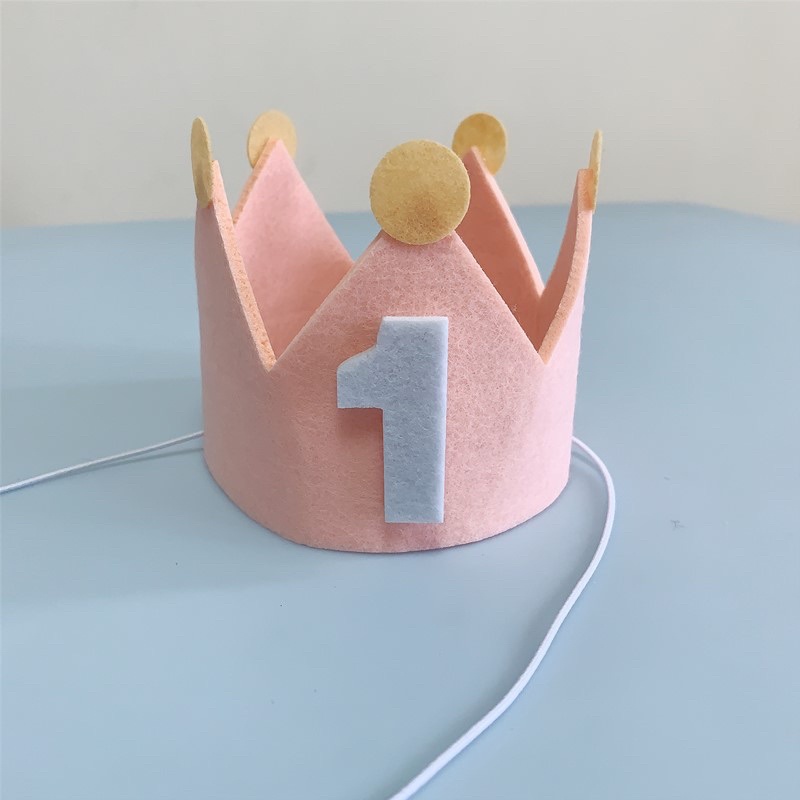 Mũ vương miện chất dạ by LemonDecor- gắn tuổi-tên bé theo yêu cầu