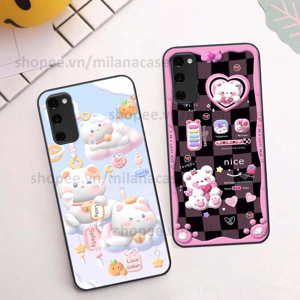 Ốp Samsung S20 Fe hình đồng hồ icon gấu mèo cute cực dễ thương ngộ nghĩnh