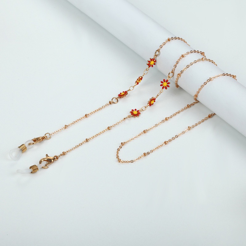 Dây đeo mắt kính chống thất lạc bằng hợp kim màu vàng họa tiết hoa cúc tinh tế