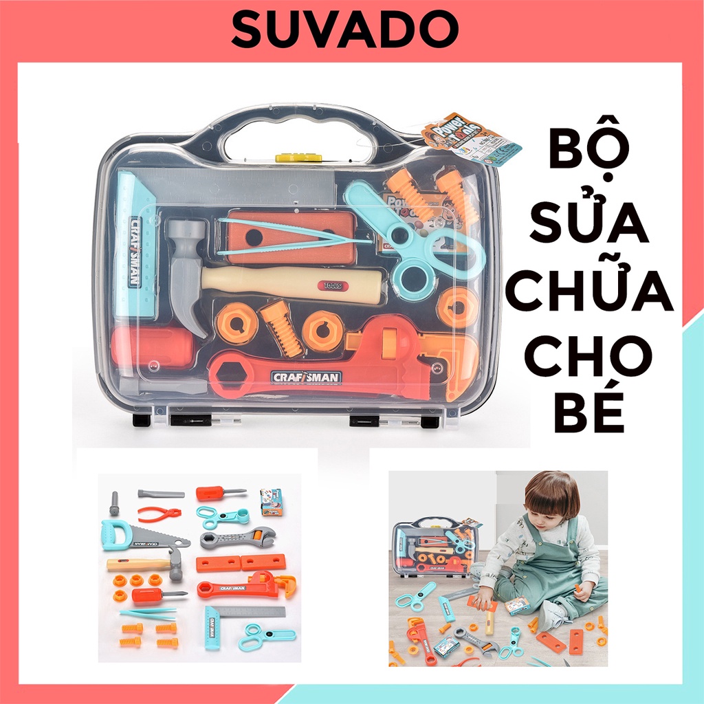 Bộ đồ chơi dụng cụ sửa chữa cơ khí cho bé có kìm, búa, vít bé học làm kỹ sư phát triển kỹ năng cho bé trai SC1 SUVADO
