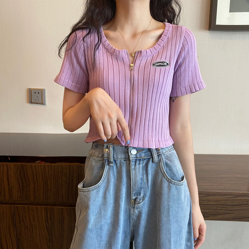 NZN Áo Thun Ngắn Tay Màu Trơn Phong Cách Hàn Quốc Cho Nữ