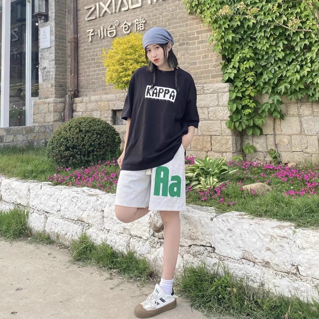 Quần Đùi Chữ AA PEONYB Unisex [FREESHIP]  Short form rộng cạp chun in hình thể thao kiểu dáng năng động hàn quốc