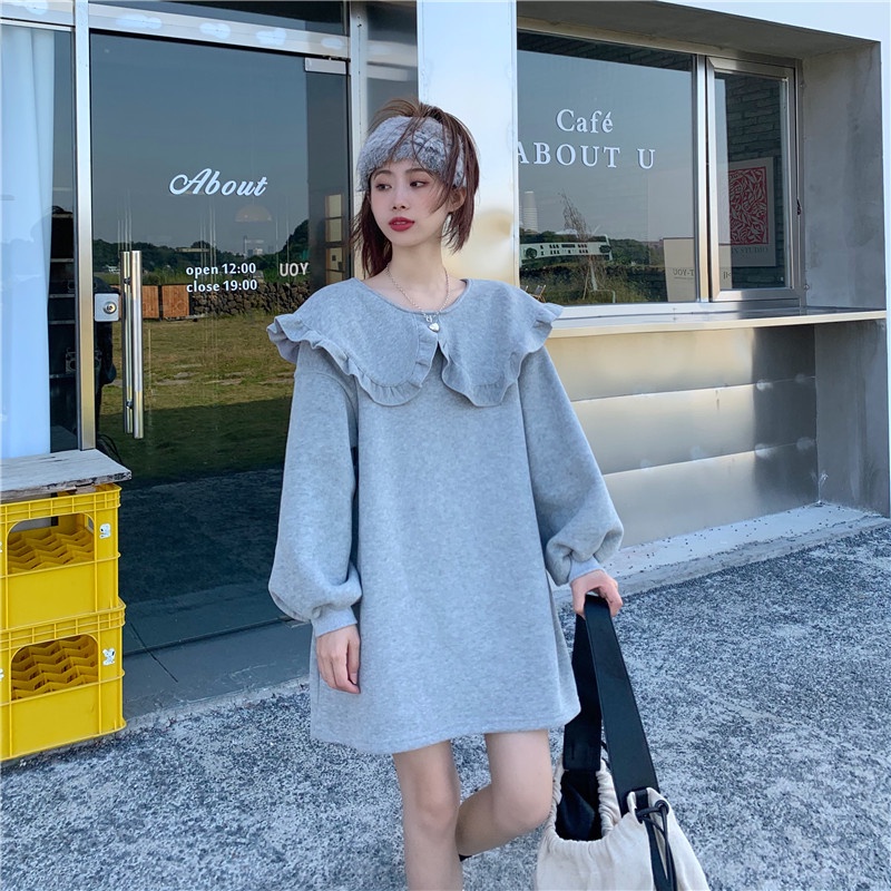 [SALE MẠNH] 💜 Váy nữ dài tay chất liệu nỉ siêu mềm mịn với cổ búp bê ngọt ngào 🍬 | BigBuy360 - bigbuy360.vn