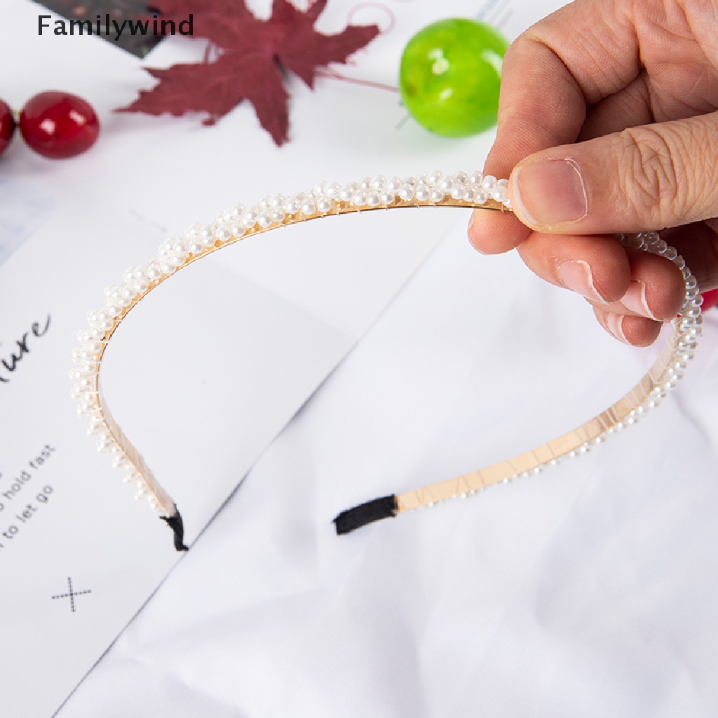 Familywind &gt; Băng Đô Hoa Thắt Nơ Đính Ngọc Trai Nhân Tạo Handmade Phong Cách Hàn Quốc Cho Nữ