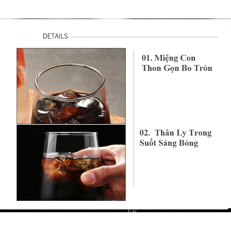 Ly thủy tinh cao cấp sang trọng thể tích 480ml, 500ml