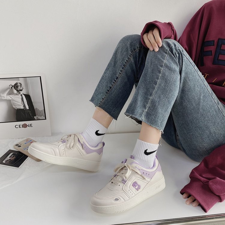 Giày Sneaker Mũi Tròn Cột Dây Thoải Mái Cho Nữ