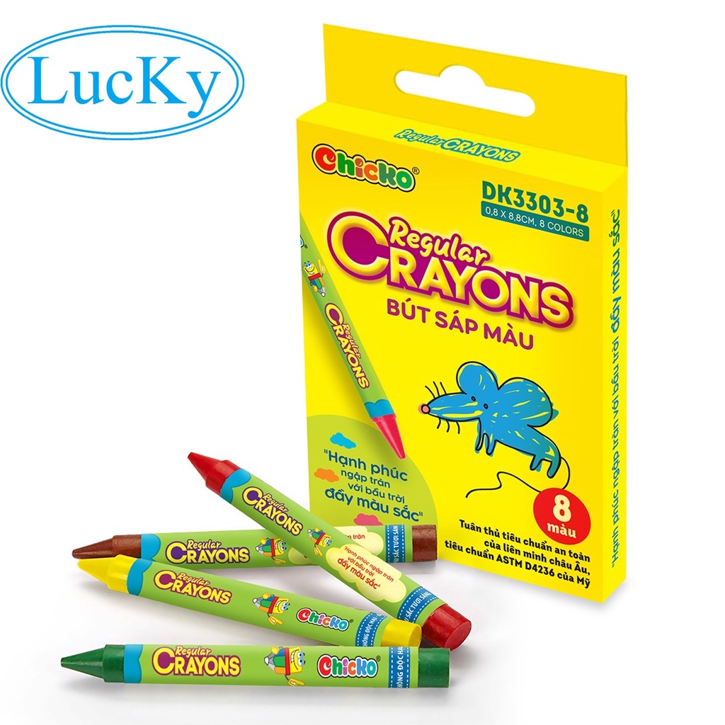 Bút Sáp Màu Duka : Regular Crayons (8 Màu) DK 3303 - 8 An Toàn Cho Trẻ