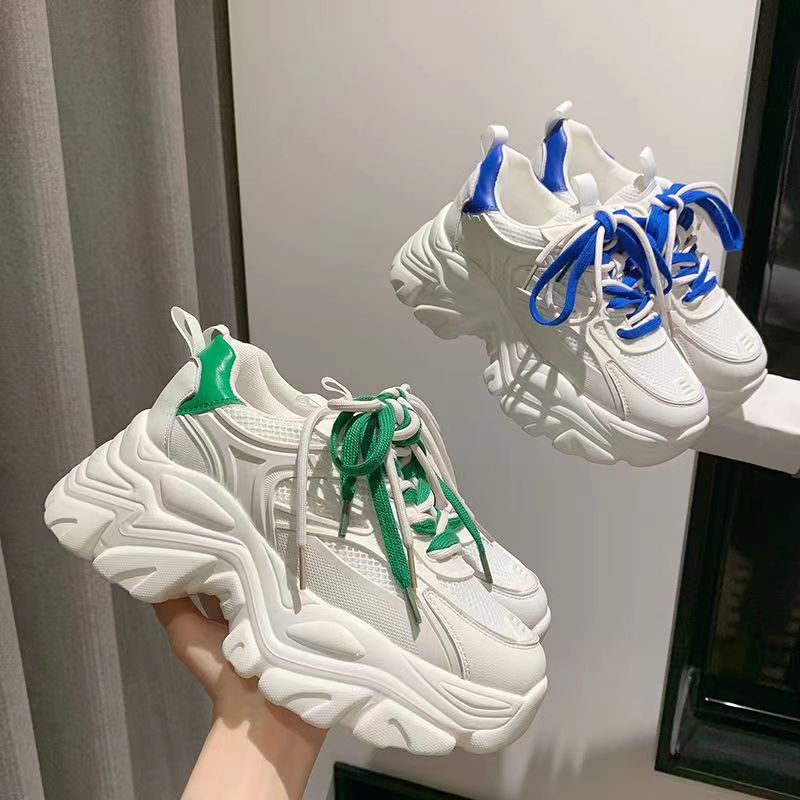 Giày Thể Thao Đế Dày 5CM Phối Lưới Thoáng Khí Thời Trang Cho Nữ