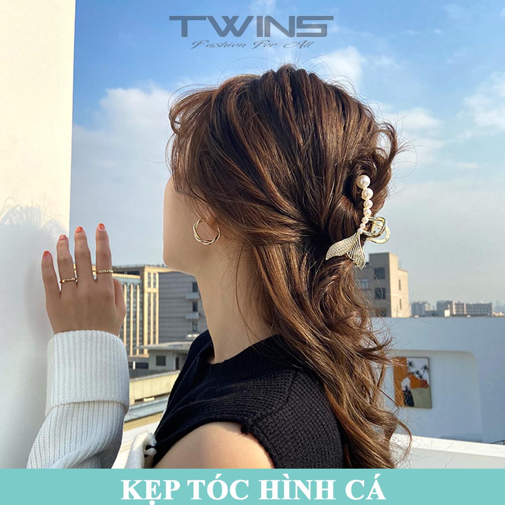 Kẹp tóc kim loại đính đá SK212 hình con cá sang trọng, dễ thương, xinh đẹp phong cách Hàn Quốc làm phụ kiện tóc cho nữ