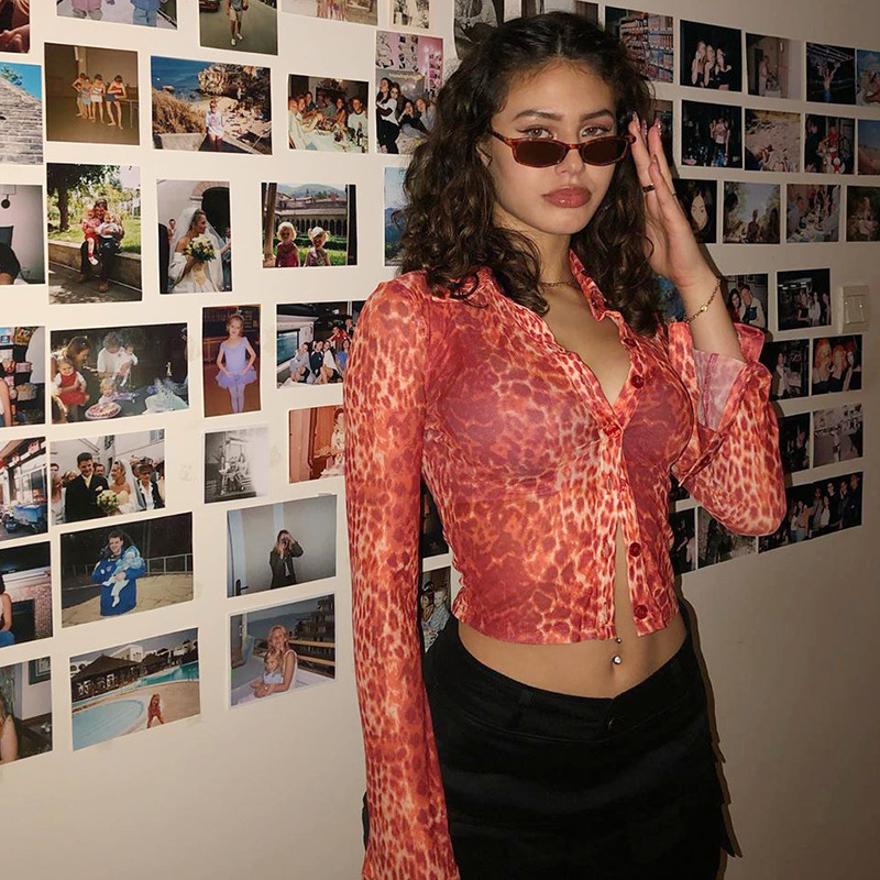 Áo Nữ Tay Dài Họa Tiết Da Báo Thời Trang Cá Tính