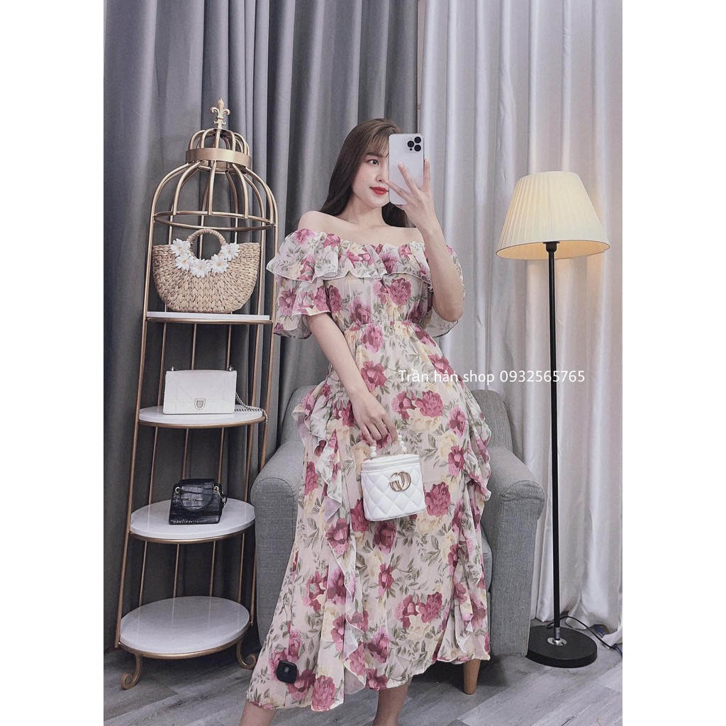 váy đầm hoa trễ vai bèo tầng maxi tuyệt đẹp cho các nàng thơ (HÌNH THẬT CỦA SHOP)❣️MS 3006183