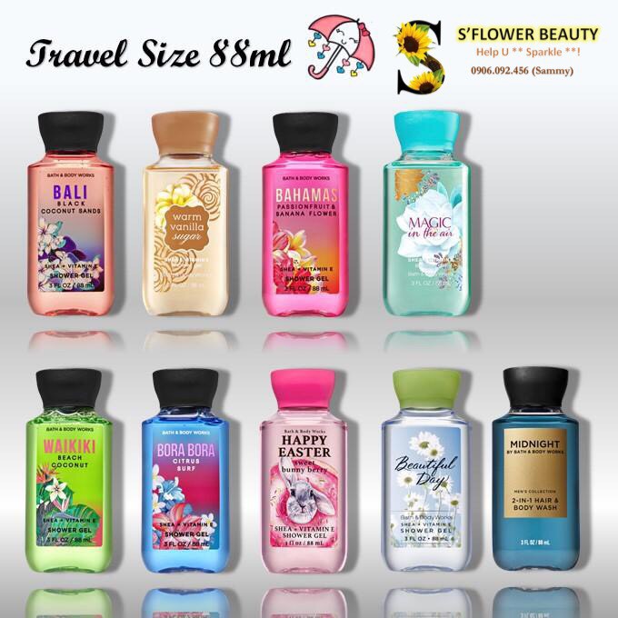 Travel Size - 88ML | Gel Tắm Du Lịch Mịn Da Lưu Hương Bath & Body Works Shower Gel (Mini - Nhiều mùi)