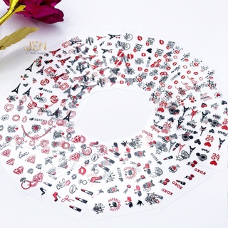 Sticker dán móng nail đỏ đen paris