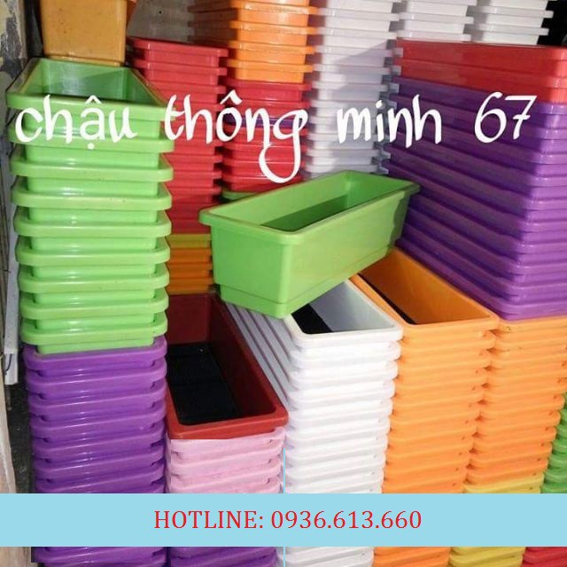 Chậu nhựa thông minh trồng rau, trồng hoa [ HÀNG LOẠI 1] - Chậu nhựa hình chữ nhật siêu bền, siêu đẹp