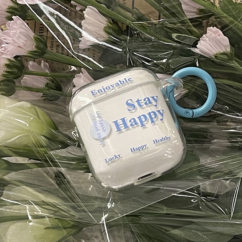 Vỏ Bảo Vệ Hộp Sạc Tai Nghe Bluetooth Không Dây Airpods 1/2 Bằng Silicon Trong Suốt In Chữ Tiếng Anh Độc Đáo Chống Sốc