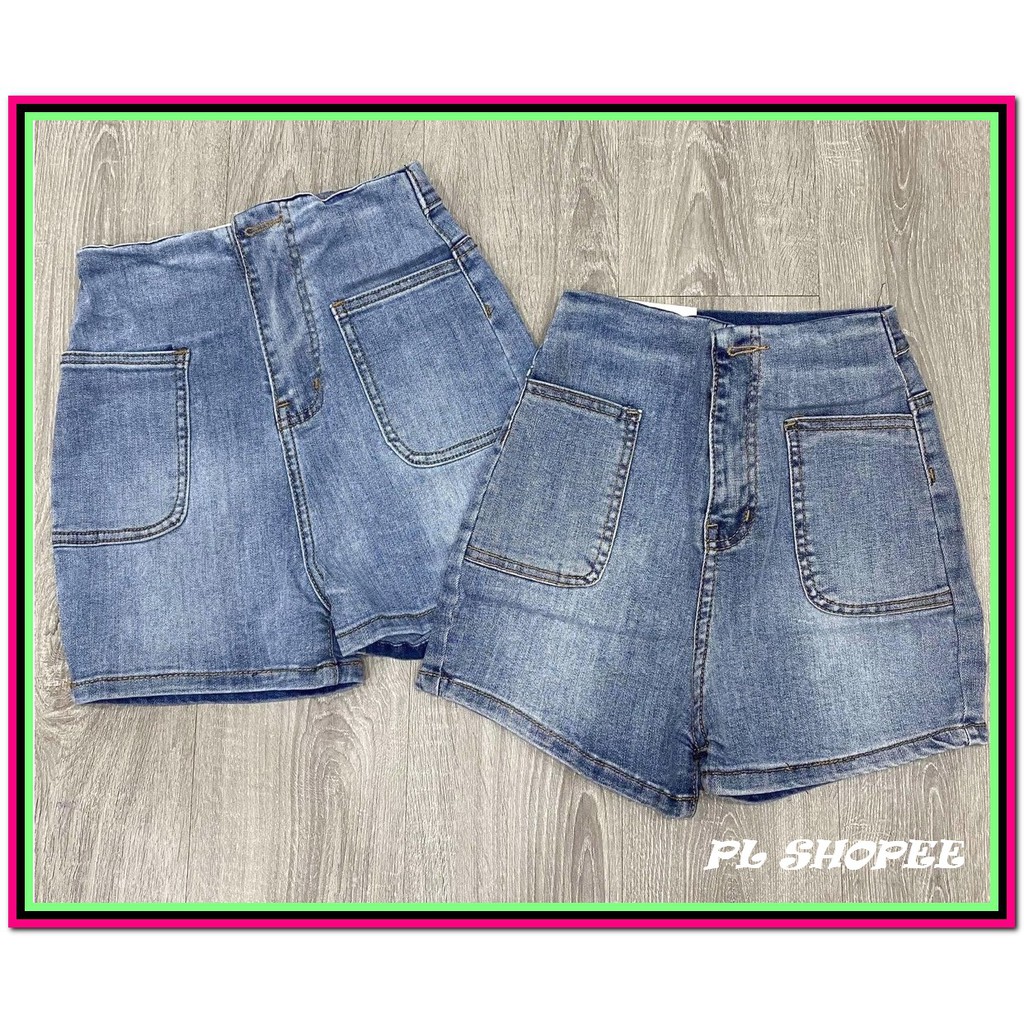 QUẦN short jean nữ PHỐI HAI TÚI BẦU xanh nhạt -1dd31