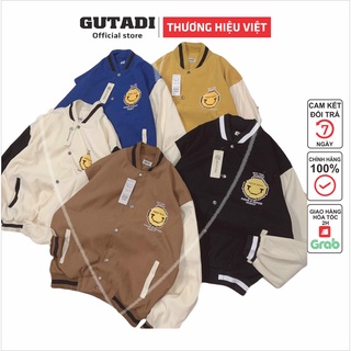 Áo Khoác bomber da lộn mặt cười Nam Nữ áo đi nắng GUTADI