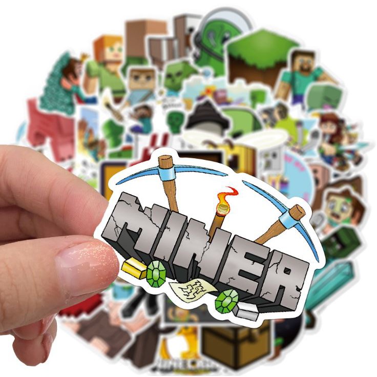 Sticker MINECRAFT nhựa PVC không thấm nước, dán nón bảo hiểm, laptop, điện thoại, Vali, xe,  Cực COOL #129