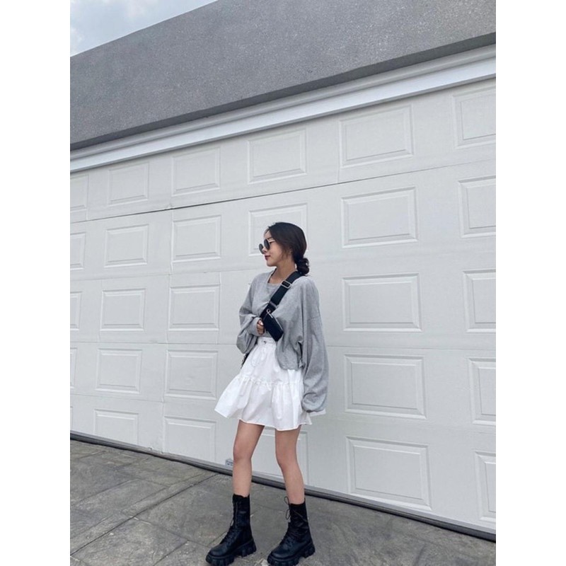 Chân Váy Ngắn 🌸Chân Váy Xòe 2 Tầng Ngắn Chất Đũi Đen | Trắng | BigBuy360 - bigbuy360.vn