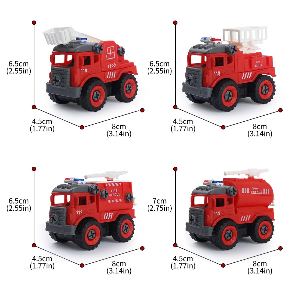 Set 4 Đồ Chơi Lắp Ráp Mô Hình Xe Tải / Xe Công Trường Cho Bé