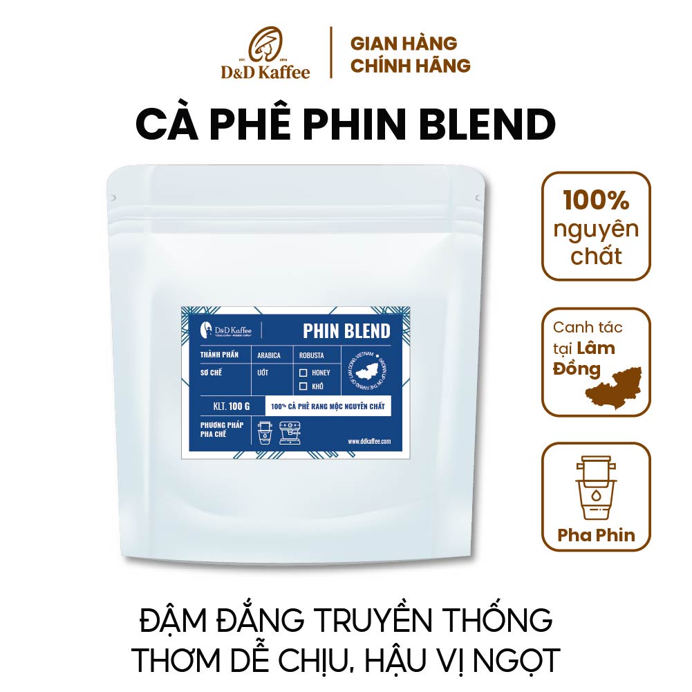 Cà phê rang xay gói 100gr, cà phê nguyên chất 100% - D&D Kaffee - 5 loại tuỳ chọn