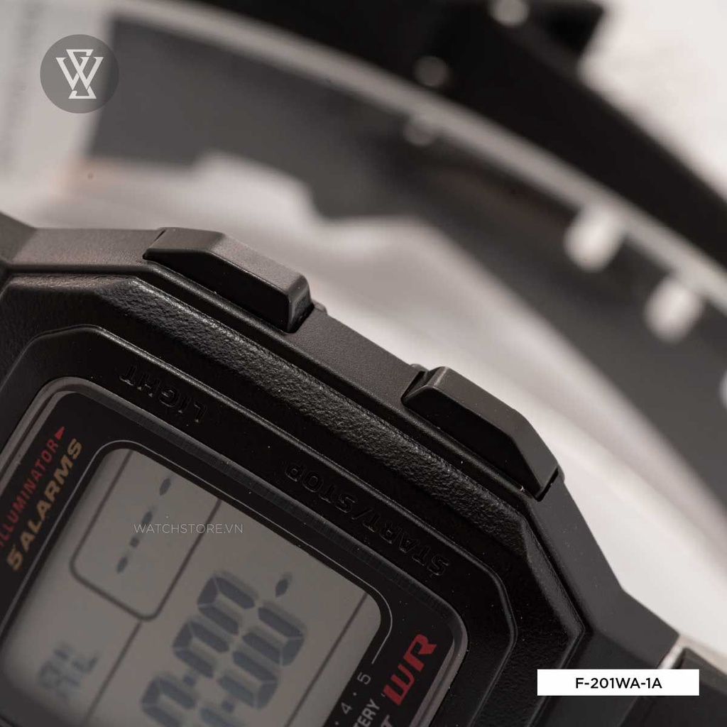 Đồng Hồ Điện Tử Nam Casio WATCHSTORE F-201WA-1A Thiết Kế Mặt Kính 41mm, Dây Đeo Và Vỏ Nhựa Bền Bỉ