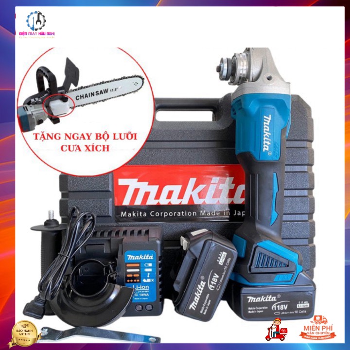 Máy Mài Pin Makita 118V Tặng Lưỡi Cưa Xích Gắn Máy Mài ChainSaw - Máy Mài Góc, Máy Cắt Cầm Tay Cao Cấp