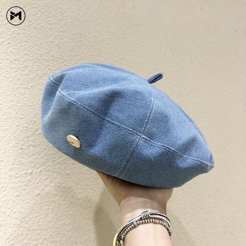 Mũ Beret Denim Phong Cách Thời Trang Anh Quốc Cổ Điển Dành Cho Nữ