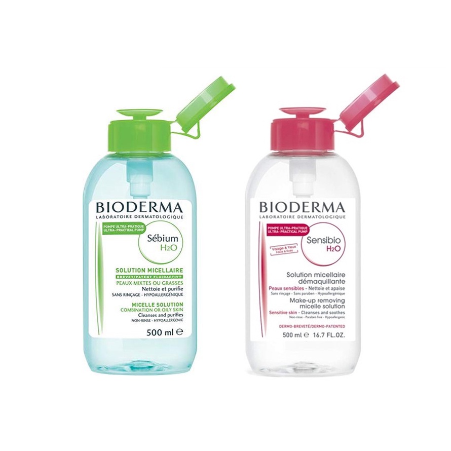 Nước tẩy trang bioderma 500ml nắp nhấn dành cho da khô và da dầu | WebRaoVat - webraovat.net.vn