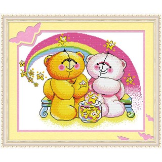 Tranh Thêu Chữ Thập Romantic Bear MZ258 (KHÁCH TỰ THÊU) KT:61X50CM