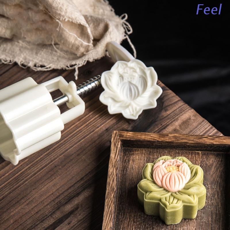 Khuôn Nhựa Làm Bánh Trung Thu Hình Hoa Sen 3d 125 / 150g