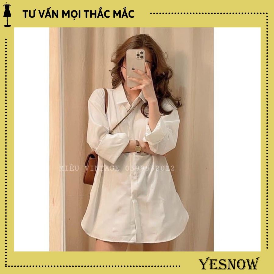 Áo sơ mi trắng đi học đi làm dài tay vải mịn mát mịn Yesnow