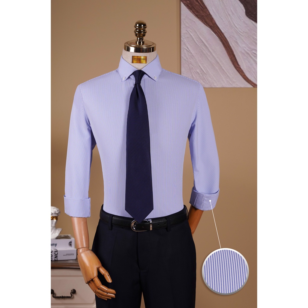 SƠ MI NAM ADAM STORE SƠ MI SỌC XANH NHỎ SDTTK0030-2