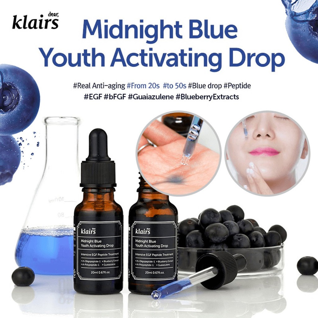 Tinh Chất Dưỡng Phục Hồi, Ngừa Lão Hóa Da Dear, Klairs Midnight Blue Youth Activating Drop 20ml