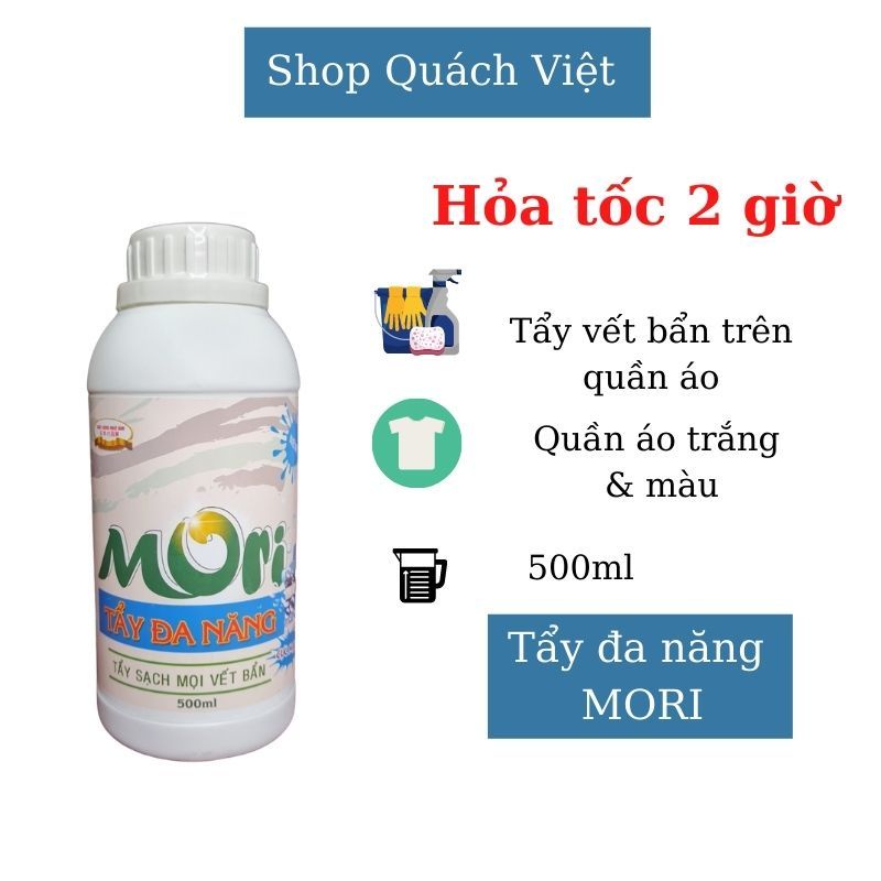 Tẩy đa năng MORI - Đánh bay các vết bẩn trên quần áo như lem màu, mỡ âm, vết thức ăn, 500ml